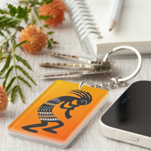 Native American Kokopelli Symbol Sleutelhanger (Voorkant Rechts)