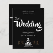 Native American Kokopelli Tipi Black Wedding Kaart (Voorkant / Achterkant)