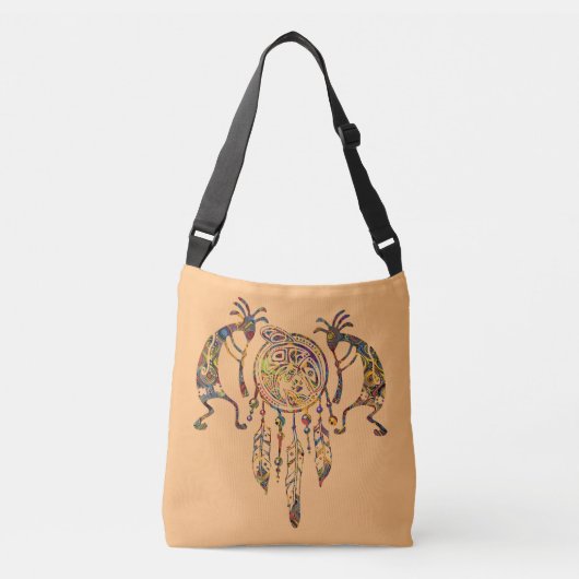 Native American Kokopelli Whale Dreamweaver 2 Crossbody Tas (Voorkant)