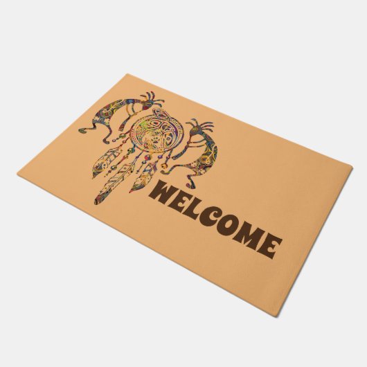 Native American Kokopelli Whale Dreamweaver 2 Deurmat (Schuin)