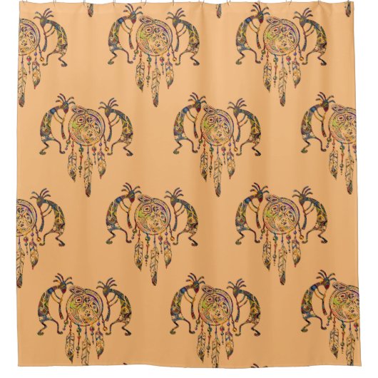 Native American Kokopelli Whale Dreamweaver 2 Douchegordijn (Voorkant)