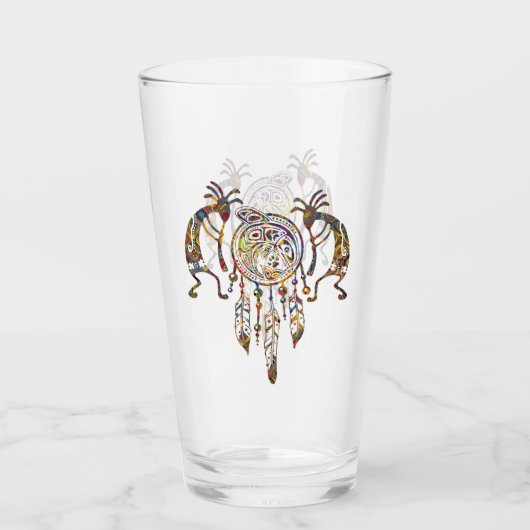 Native American Kokopelli Whale Dreamweaver 2 Glas (Achterkant)