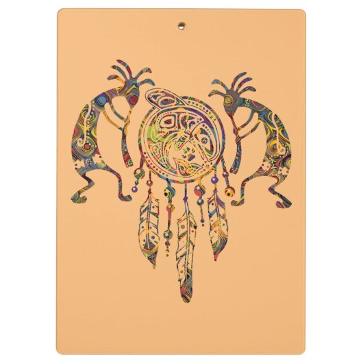 Native American Kokopelli Whale Dreamweaver 2 Klembord (Achterkant)