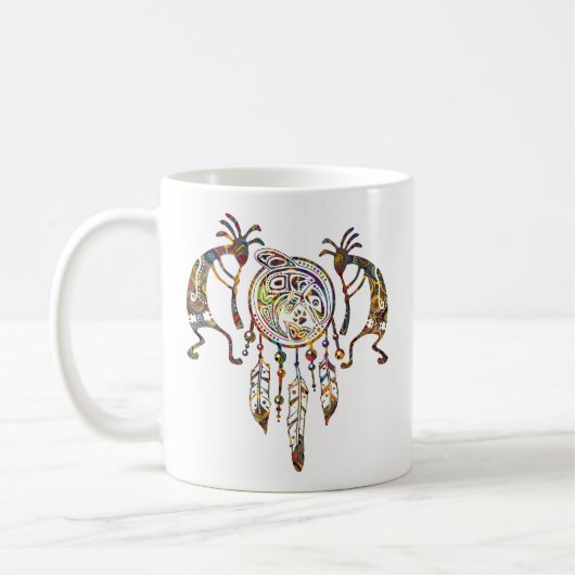 Native American Kokopelli Whale Dreamweaver 2 Koffiemok (Links)