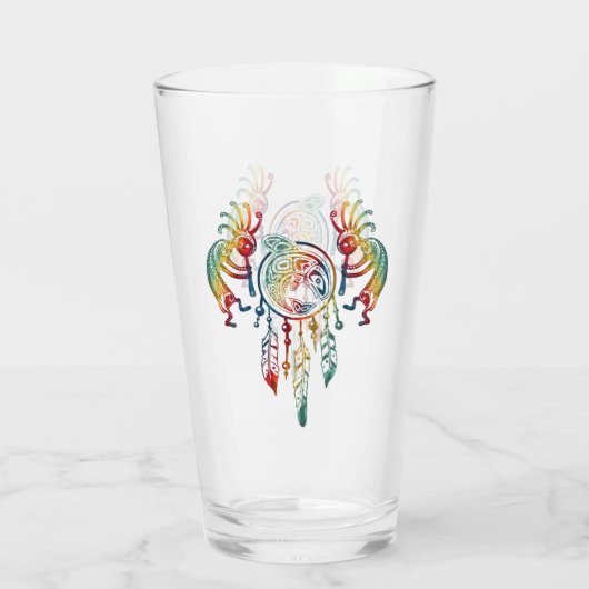 Native American Kokopelli Whale Drocatcher 1 Glas (Achterkant)