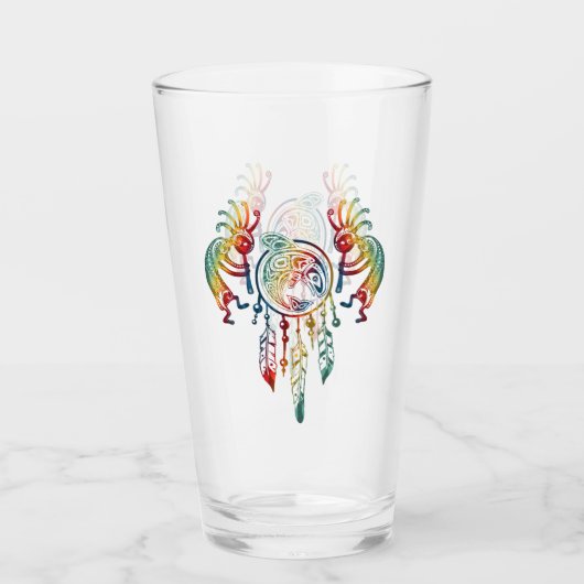 Native American Kokopelli Whale Drocatcher 1 Glas (Voorkant)