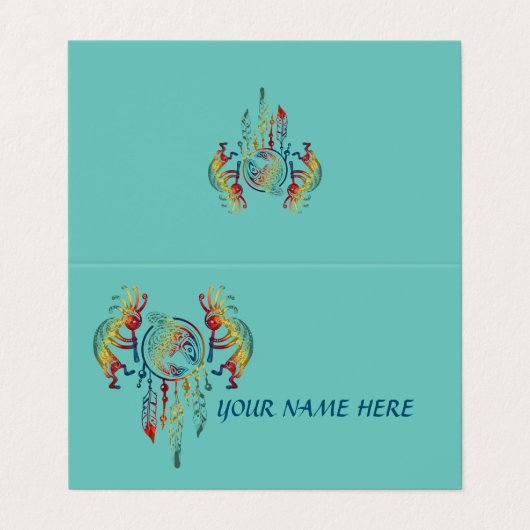 Native American Kokopelli Whale Drocatcher 1 Visitekaartje (Buitenkant ongevouwen)