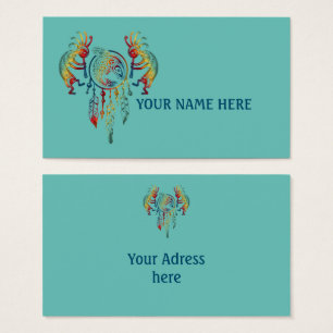 Native American Kokopelli Whale Drocatcher 1 Visitekaartje