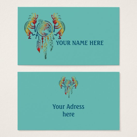 Native American Kokopelli Whale Drocatcher 1 Visitekaartje (Voorkant /achterkant)