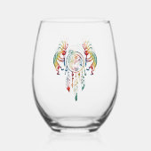 Native American Kokopelli Whale Drocatcher 1 Wijnglas Zonder Voet (Achterkant)