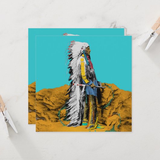 Native American Lakota Sioux Flat Wenskaart Kaart (Voorkant / Achterkant in situ)