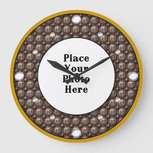 Native American Lijst Your Photo Wall Clock Grote Klok (Voorkant)