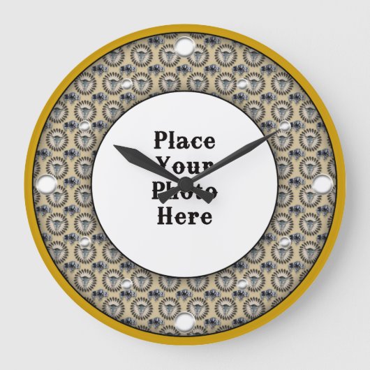 Native American Lijst Your Photo Wall Clock Grote Klok (Voorkant)