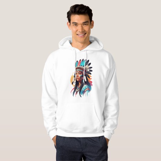 Native American Linework Tattoo Design hoodie (Voorkant volledig)