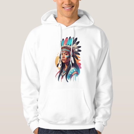 Native American Linework Tattoo Design hoodie (Voorkant)