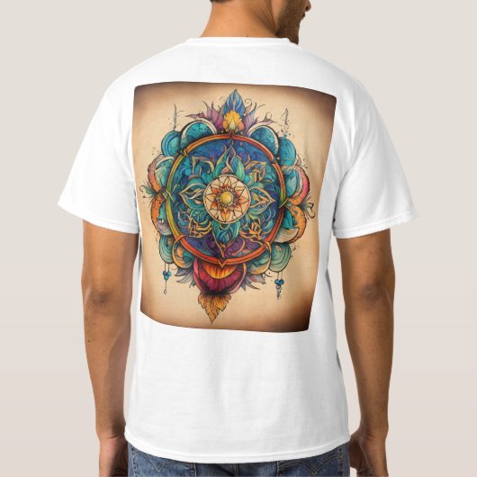 Native American Linework Tattoo Design T-shirt (Achterkant)