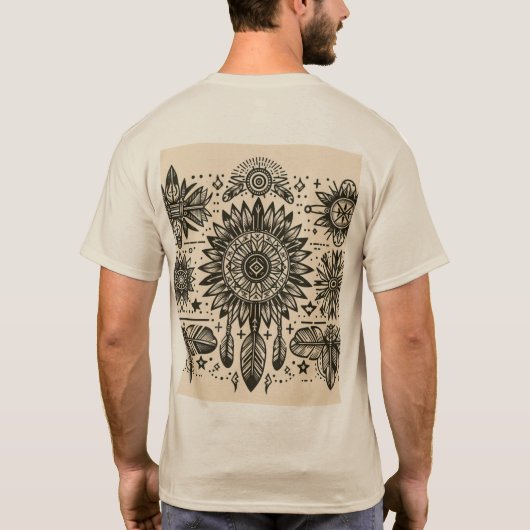Native American Linework Tattoo T-shirt (Achterkant)