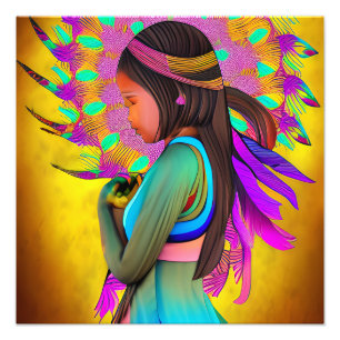 Native American Little Girl AI Kunst Foto Afdruk