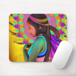 Native American Little Girl AI Kunst Muismat