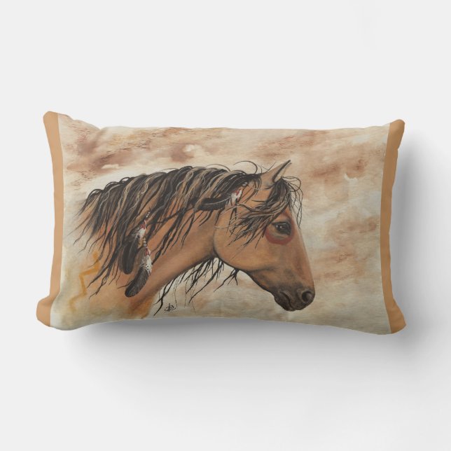 Native American Majestic Mustang Series Horse Art  Kussen (Voorkant)