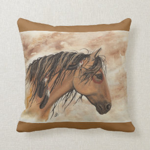Native American Majestic MustangHorse Art van BiHr Kussen