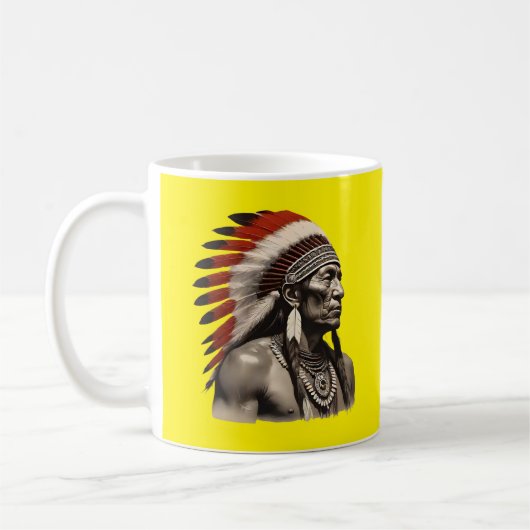 Native American Male - Bold Tribal ArtWork Koffiemok (Links)
