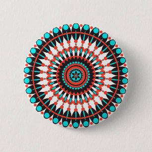 Native American Mandala Ronde Button 5,7 Cm