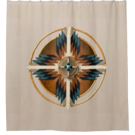 Native American Mandala Show Curtain Douchegordijn (Voorkant)