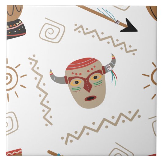 Native American Mask Wit Tegeltje (Voorkant)