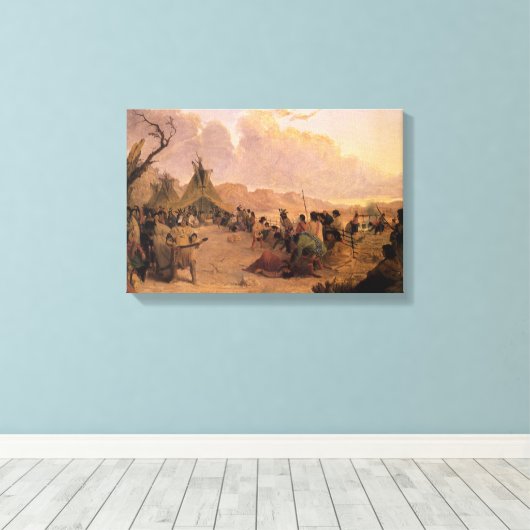  Native American, Medicine Dance van Eastman Canvas Afdruk (Insitu (Houten vloer))