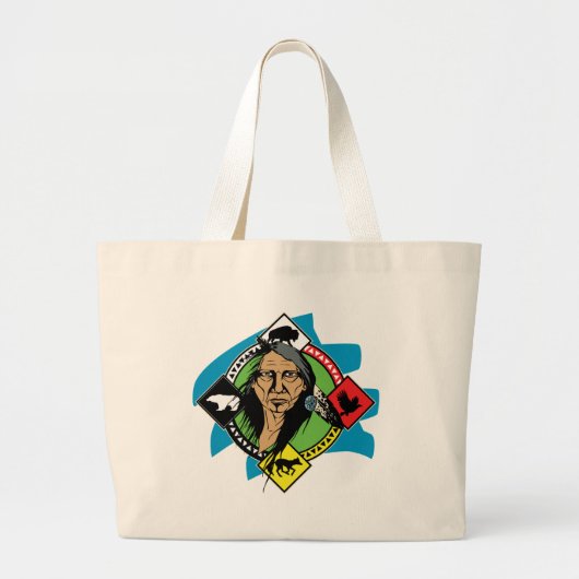 Native American Medicine Wheel Grote Tote Bag (Voorkant)
