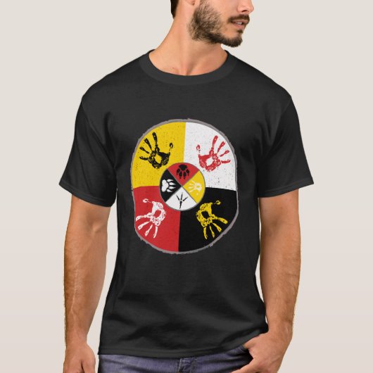 Native American Medicine Wheel MMIW Hand T-shirt (Voorkant)