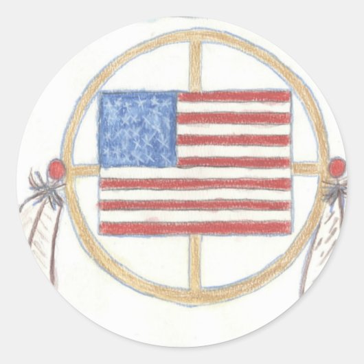 Native American Medicine Wheel Ronde Sticker (Voorkant)