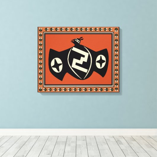 Native American Mimbres Bat Bird Wrapped Canvas (Insitu (Houten vloer))