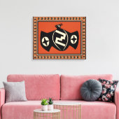 Native American Mimbres Bat Bird Wrapped Canvas Afdruk (Insitu (Woonkamer))