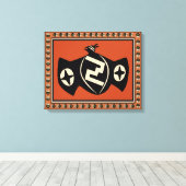 Native American Mimbres Bat Bird Wrapped Canvas Afdruk (Insitu (Houten vloer))