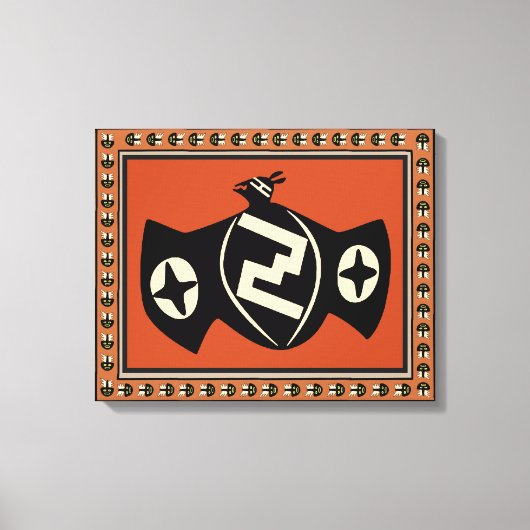 Native American Mimbres Bat Bird Wrapped Canvas Afdruk (Voorkant)