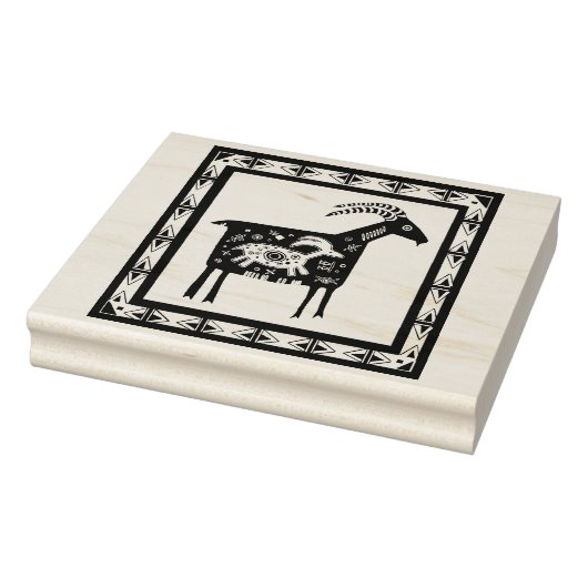 Native American Mountain Mama Ram met Baby Stamp Rubberstempel (Stempel)