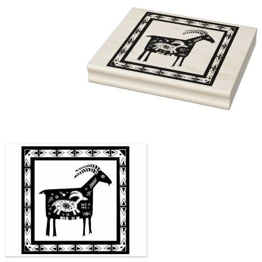 Native American Mountain Mama Ram met Baby Stamp Rubberstempel (Gestempeld)