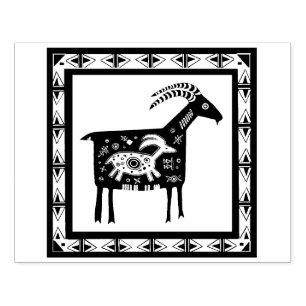 Native American Mountain Mama Ram met Baby Stamp Rubberstempel