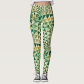 Native American naadloos tribaal patroon groen Leggings (Voorkant)