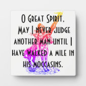 Native American "O Great Spirit" Prayer Fotoplaat (Voorkant)