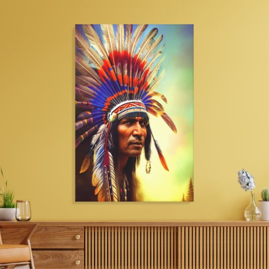 Native American Ojibwe Canvas Print (Insitu (Woonkamer))