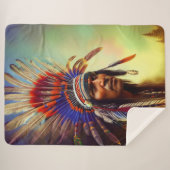 Native American Ojibwe Sherpa Blanket Deken (Voorkant (horizontaal))