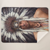 Native American Ojibwe Sherpa Blanket Deken (Voorkant (horizontaal))