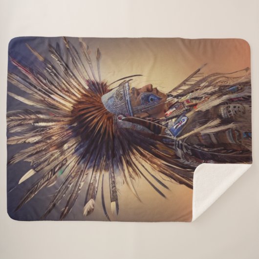 Native American Ojibwe Sherpa Blanket Sherpa Deken (Voorkant (horizontaal))