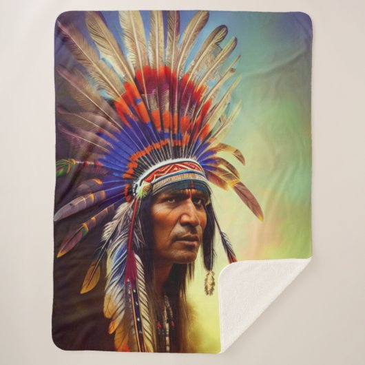 Native American Ojibwe Sherpa Blanket Sherpa Deken (Voorkant)