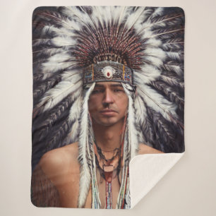 Native American Ojibwe Sherpa Blanket Sherpa Deken