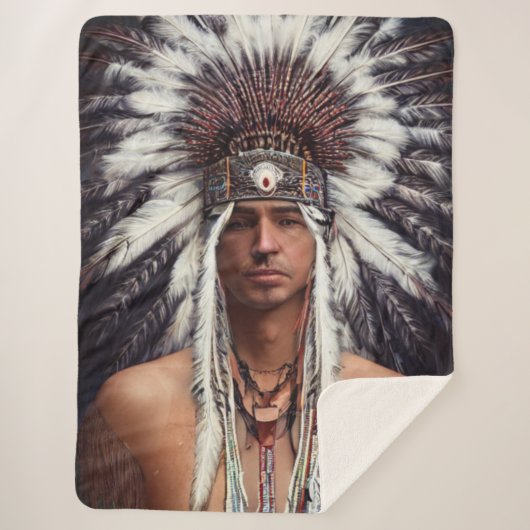 Native American Ojibwe Sherpa Blanket Sherpa Deken (Voorkant)