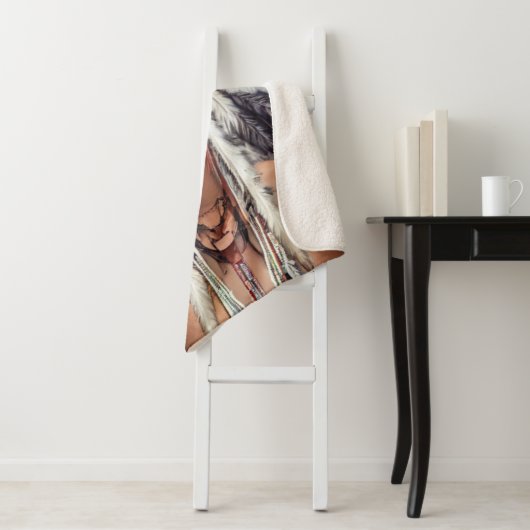 Native American Ojibwe Sherpa Blanket Sherpa Deken (In situ)